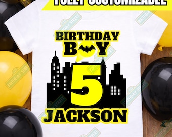 Superhero Birthday Shirt – Custom Name Age Superhero Birthday Tee – Kids Super Hero Birthday Party Shirt – Personalized Birthday Shirt