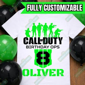 Custom Video Game Birthday Tee - Battle Royale Birthday Shirt - Custom Name & Age Birthday Shirt - Military Birthday Shirt - Army Shirt