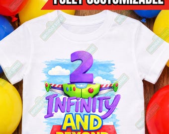 Twee Infinity and Beyond aangepaste tweede verjaardag T-shirt - 2e verjaardag shirt - aangepaste naam shirt - sheriff verjaardagsshirt - Space Ranger verjaardag