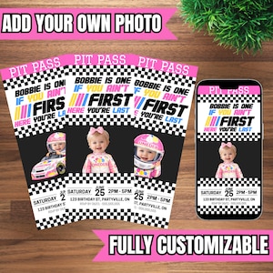 If You Ain't First Your Last Custom Girl Birthday Invite - Pit Pass - First Birthday Invitation - 1st Birthday Invite - Digital - Printable