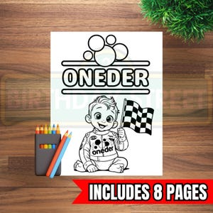 Páginas para colorear "Si no eres el primero, eres el último" - 8 páginas - Libro para colorear digital - Libro para colorear de carreras para el primer cumpleaños - Digital - Imprimible