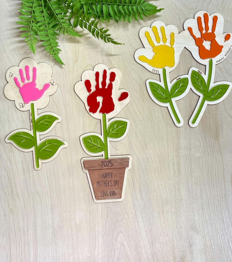 Personalized Handprint Flower Keepsake • Custom Mother’s Day Gift From ...