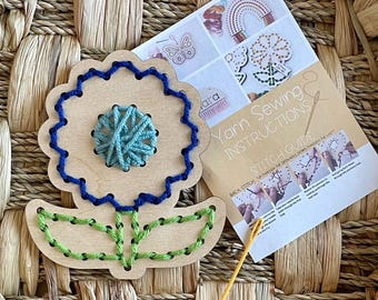 Personalized Sunflower String Art Kit -DIY Yarn Embroidery Kit -Kids Sewing Activity - Travel Craft - Easter Basket Stuffer -Rainy Day Craft