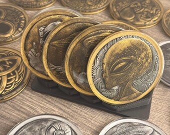 Alien Coaster Set  – Alien Art - Spaceship Coaster – Astronaut Theme – Space Theme Gift – Virsiatelier – Alien Coaster Set –