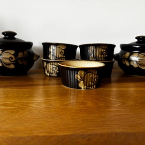 Vintage Denby Bakewell Ramekin Set – 4 Dishes, 2 Lidded Pots, Rustic Kitchenware