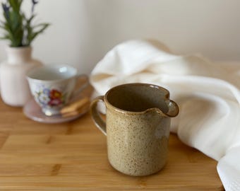 Vintage Speckled Stoneware Jug – Rustic Farmhouse Creamer, Studio Pottery Pitcher