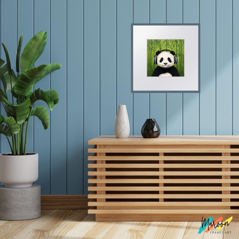 Samsung Music Frames Art | Cute Panda With Headphones Bamboo Forest ...