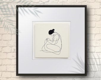 Samsung Music Frames Art | Arte de linha minimalista Mulher em meditação | Impressão digital para amantes da música | Capa de música | Arte de parede com moldura musical