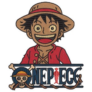 Straw Hat Anime Pirate Embroidery Design | 5 to 7.5 Inch Sizes | dst pes emb pdf files
