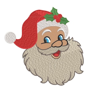 Classic Santa Face Embroidery Design: Holiday Cheer (4-6&quot; DST, PES, EMB)