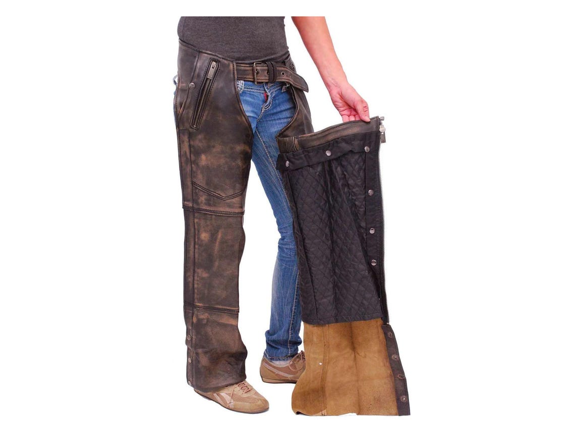 Men's Leather Biker Distressed Thermal Lined 4 Pocket Chaps - Etsy