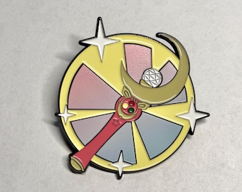 Moon Stick Wand Soft Enamel Pin - 2.5 Inch