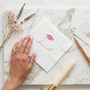 Custom Graduation Napkins | Class of 2026 Personalized Cocktail Napkins ...