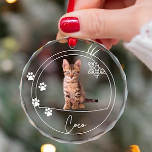 Personalized Cat Ornament Gift for Cat Lovers Custom Cat Photo Ornament Gift Watercolor Photo Cat Lover Gift
