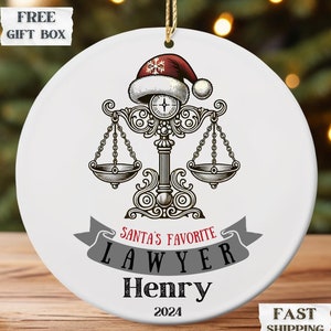 Santa&#39;s Favorite Lawyer Ornament Law Student Gift New Lawyer Gift Gift for Lawyer Attorney Gift Future Lawyer Gift Law School Gift