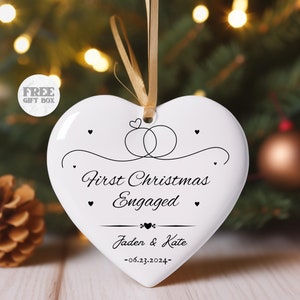 Engaged Christmas Ornament Custom Engagement Keepsake Engagement Gift Personalized First Christmas Engaged Engagement Announcement