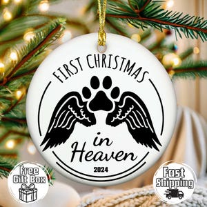 First Christmas in Heaven Ornament Memorial Keepsake Personalised Ceramic Decoration Heartfelt Bereavement Remembrance Gift