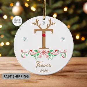 Ornamento inicial personalizado, ornamento com nome de letra, ornamento de família 2024, presente de Natal personalizado, lembrança de família, ornamento de monograma