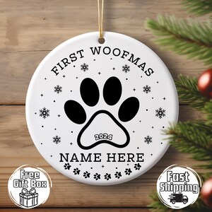 パーソナライズされた犬のオーナメント 犬のクリスマスオーナメント メリーウーフマス 犬種オーナメント 犬好きへのギフト 犬猫オーナメント 2024 クリスマスギフト