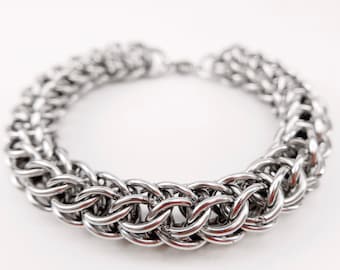 Welded-Link Chainmaille Bracelet - Full Persian Chain - Stainless Steel Jewelry