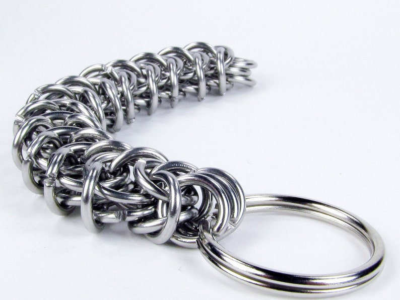 Chainmaille Keychain Thick Flat Box Chain Pattern Etsy