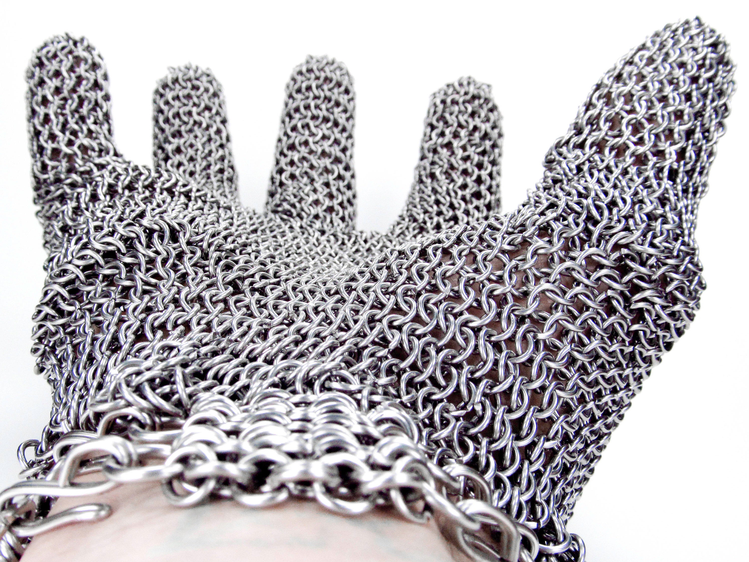 Falconiere Mid Length Gloves - Pair of Brass Chainmail Fingerless Gaun