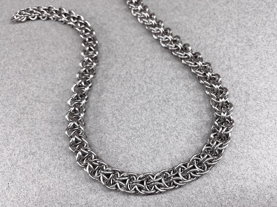 Chainmaille Necklace, Freyja Chain Pattern, Welded-link Stainless
