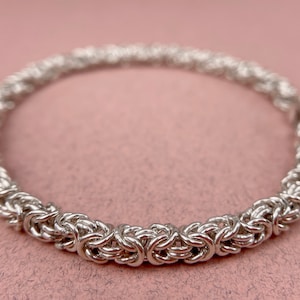Solid Silver Byzantine Bracelet - Hand Welded Links