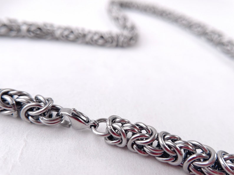 Chainmaille Necklace, Byzantine Pattern, Waterproof Stainless Steel ...