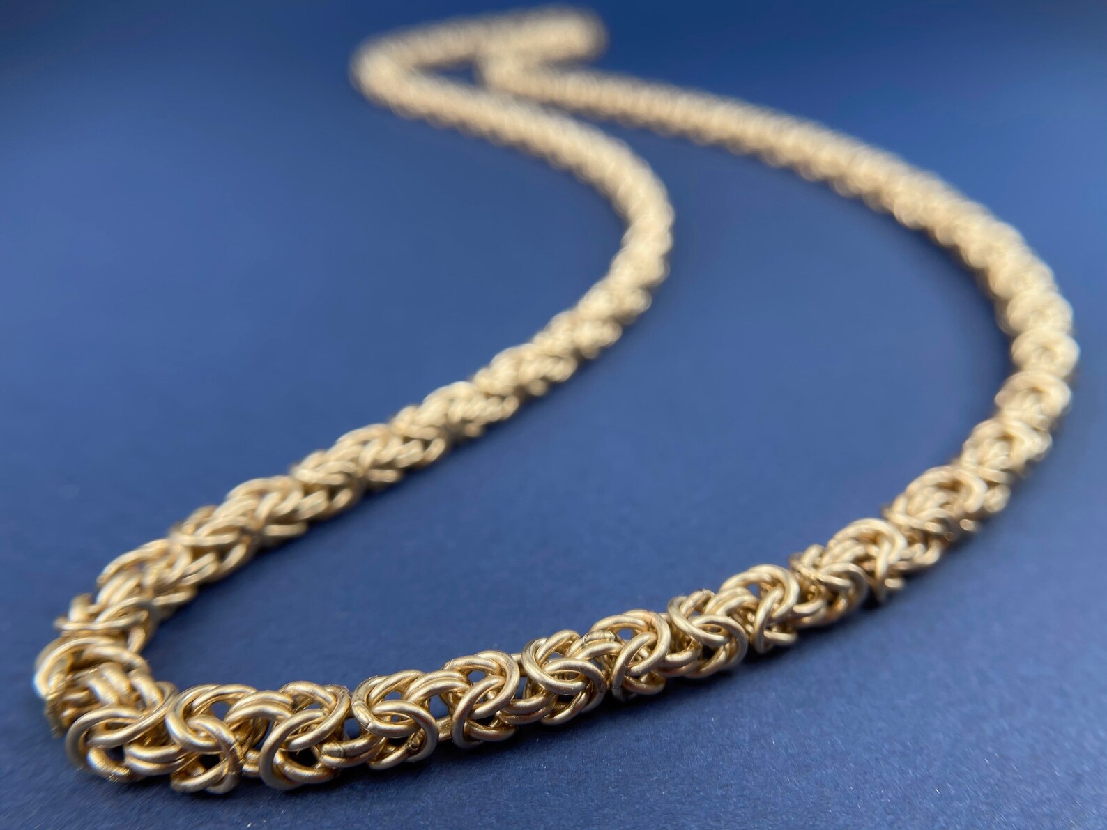 Chainmaille Necklace - Byzantine Pattern - 14K Solid Gold Welded-link ...