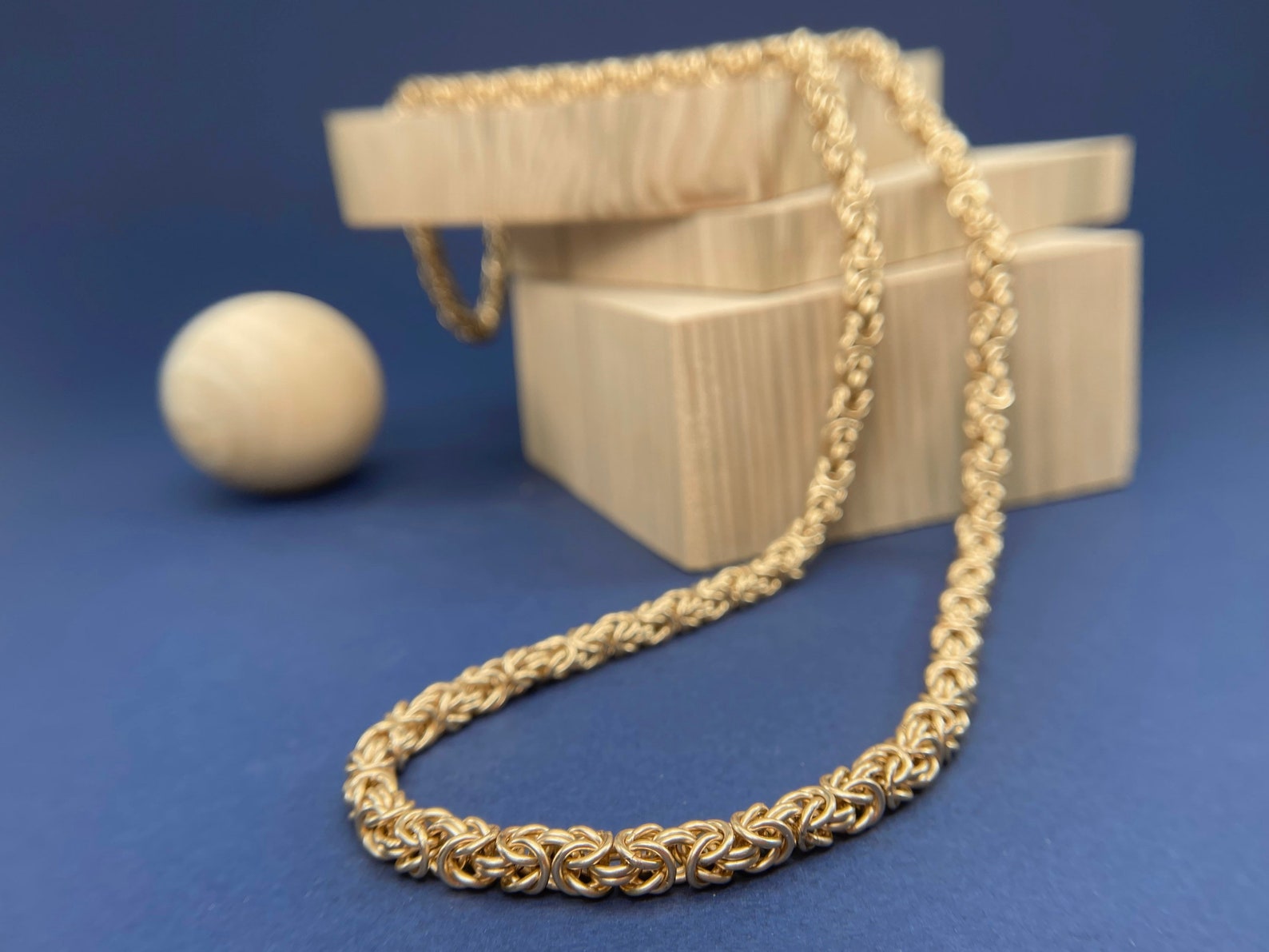 Chainmaille Necklace - Byzantine Pattern - 14K Solid Gold Welded-link ...