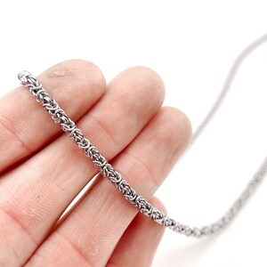 Chainmaille Necklace, Super Thin, Welded-Link, Byzantine Pattern image 4