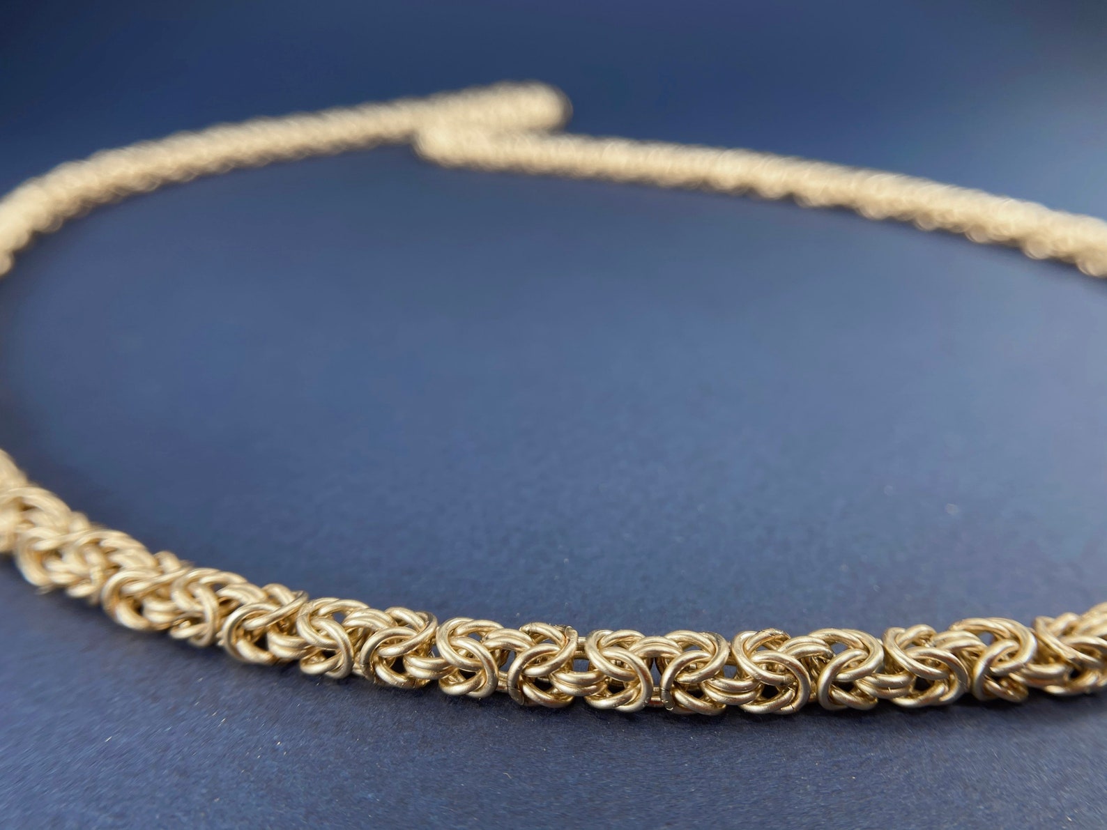 Chainmaille Necklace - Byzantine Pattern - 14K Solid Gold Welded-link ...