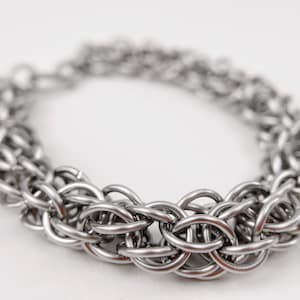 Chainmaille-armband - roestvrij staal - chaostheoriepatroon