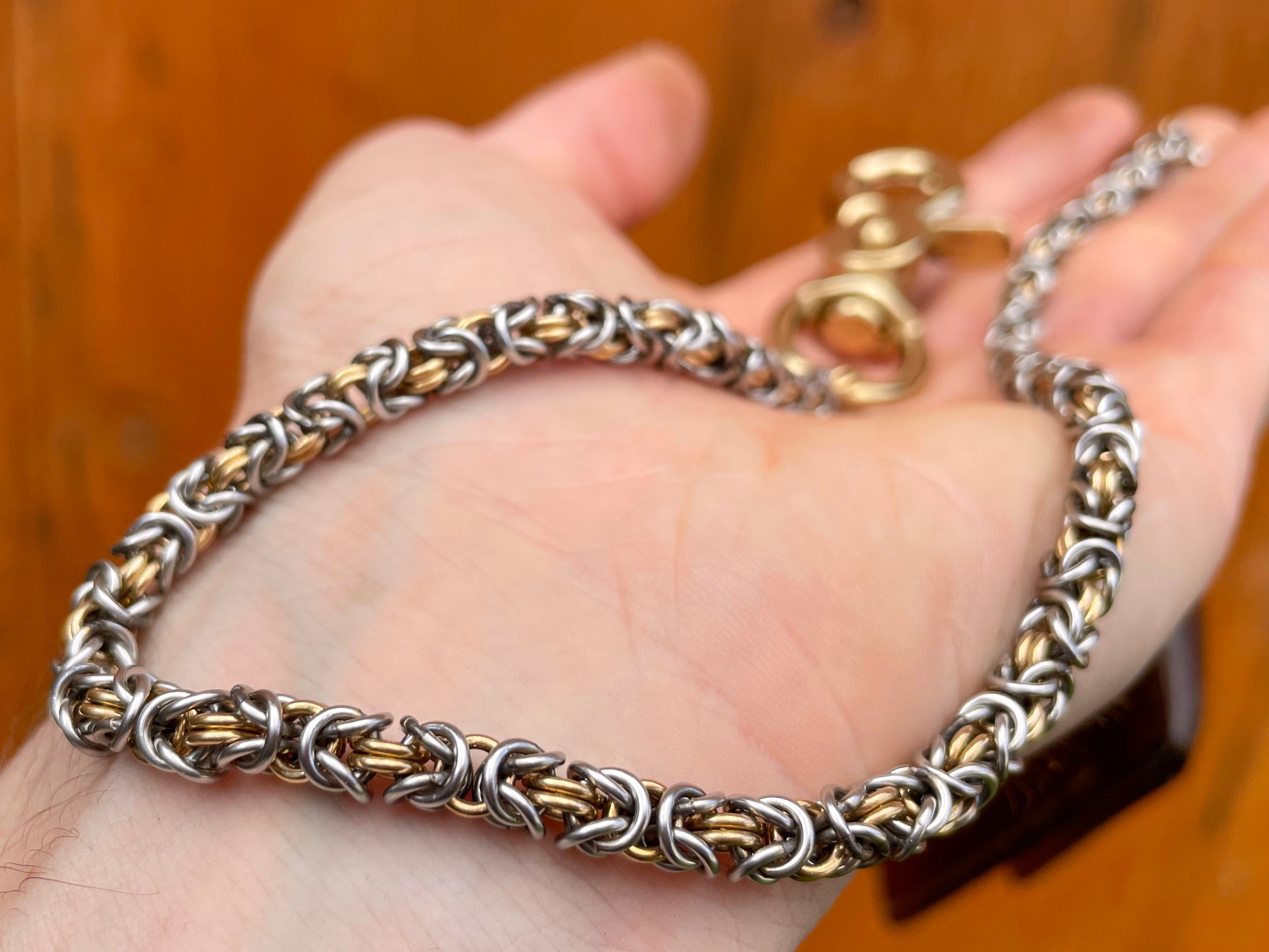 Welded-Link Thin Byzantine Wallet Chain - Brass & Stainless Steel