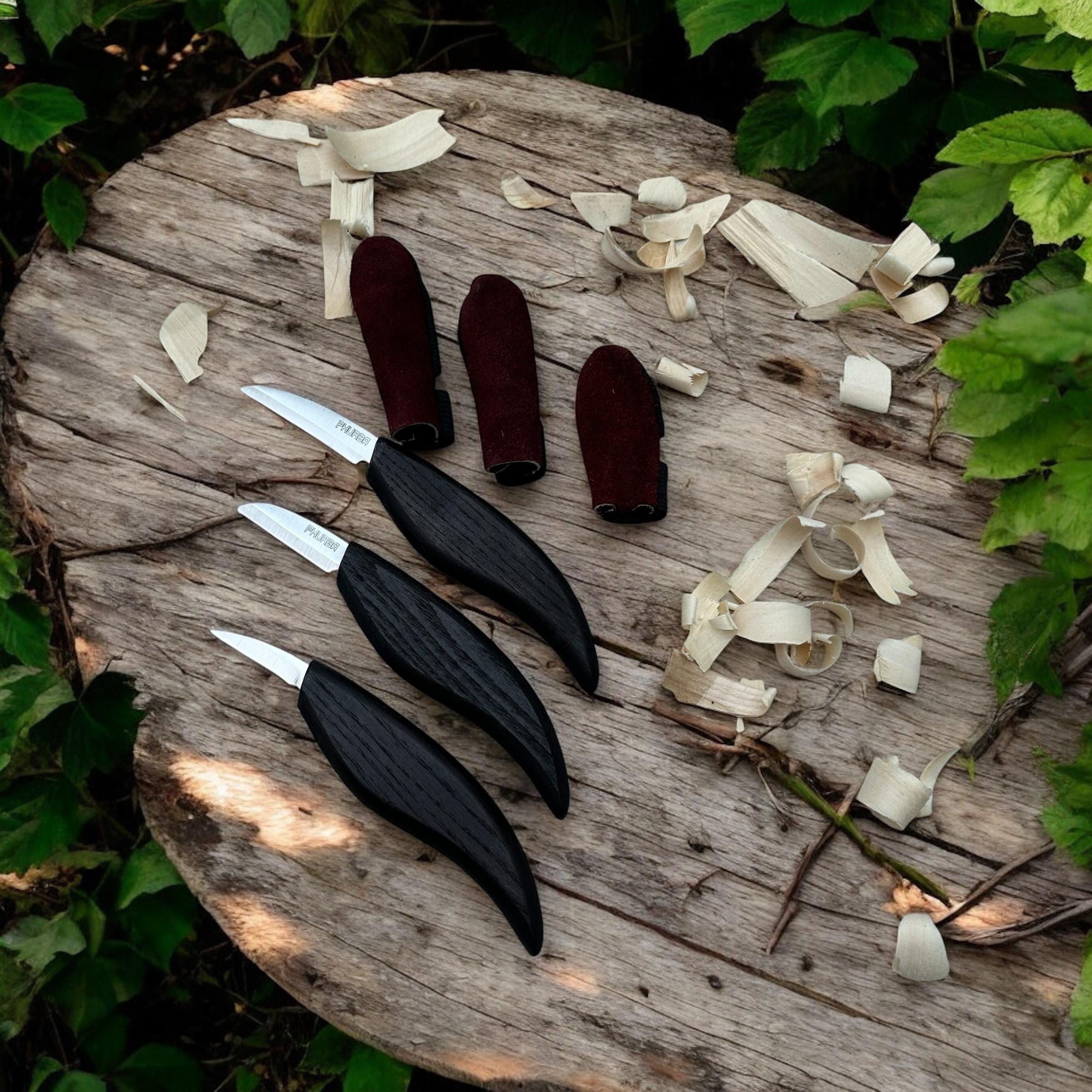 Kit Débutant Sculpture Sur Bois - 6 Couteaux + 8 Blocs De Tilleul + Gants
