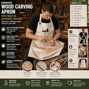 Best gift for woodcarver. woodworking gadget, sewing apron, handmade blue apron, embroidery, woodcarving, woodworking