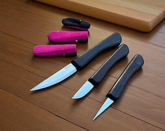 Wood Carving Knife Set for Beginners: 3 Knives & Finger Guards