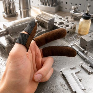 Leather Finger Protectors for Metalworking, Finger Guards for Machinists, Grinding, Filing, Deburring, Workshop Safety, Handmade Gift