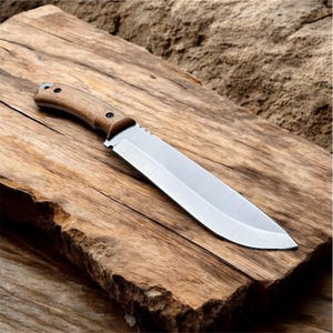 Survival knife with black sheath , hunting knife 4 mm , knife for handicraft work , camping knife with walnut handle , knife with sheath