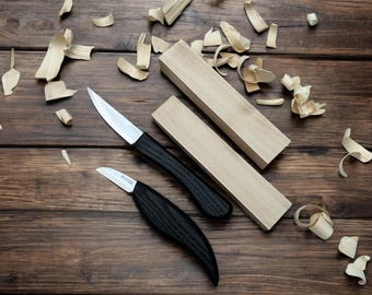 Handmade Wood Carving Knife Set: Beginner Woodworking Kit