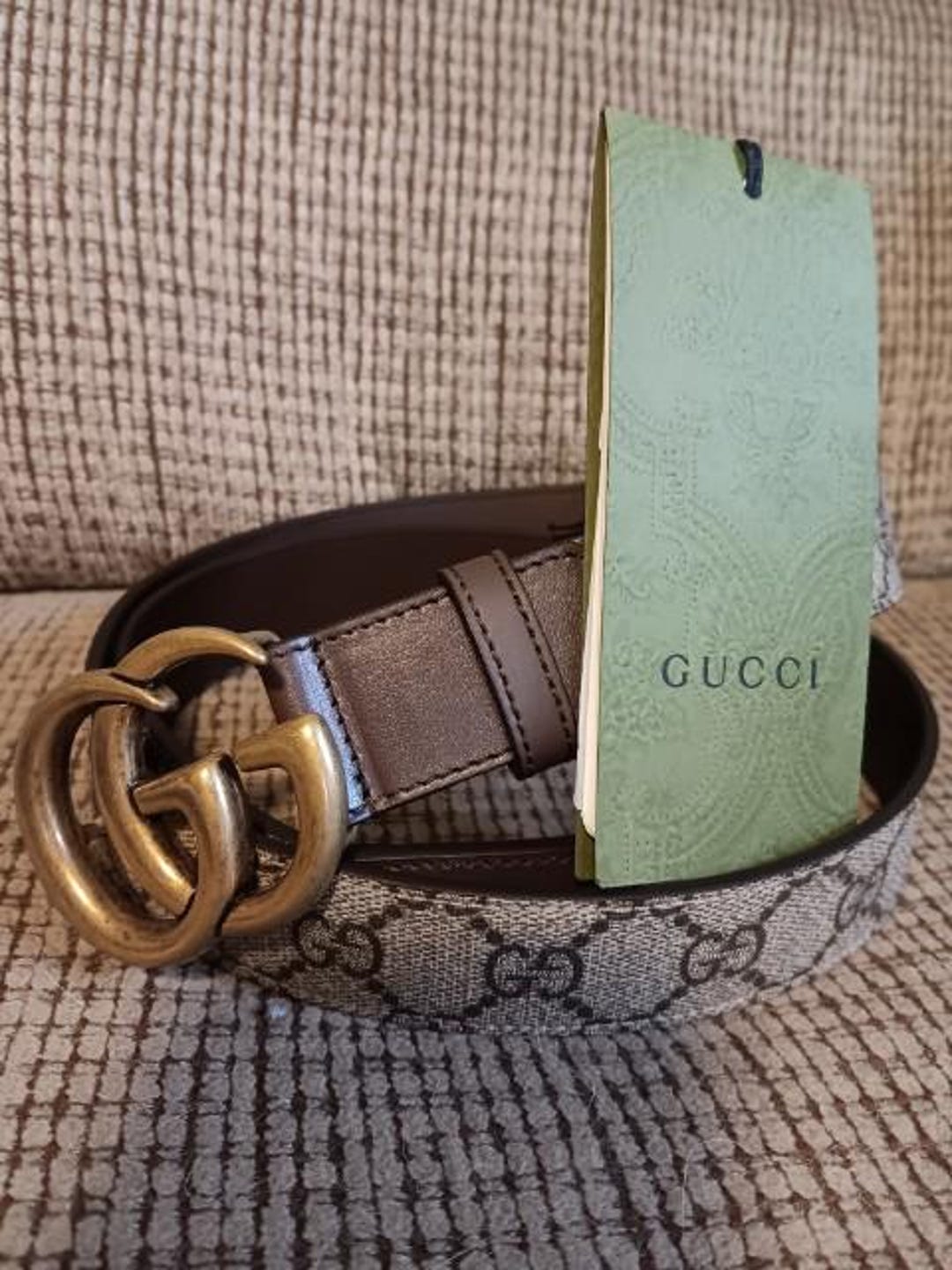 Gucci Era Vintage GG Belt Brown Vintage GUCCI Brown Leather GG 25mm Belt 80 32 – Fashion Reloved main image 2