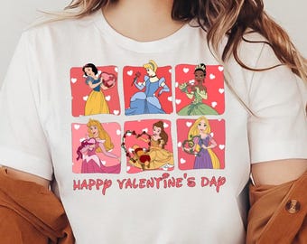 Happy Valentine'sDisney Princess Shirt,Valentine Princess Tee,Disney Trip T-Shirt,Disney Princess,Disneyworld Princess Gift,Shirt For Disney