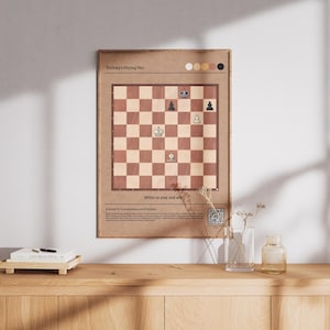 Chess Art Print: Troitsky&#39;s paringnet - eindspelstudie - minimalistische schaakposter - cadeau voor schaakliefhebbers - kunst aan de muur