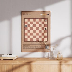 Chess Art Print: Réti Endgame Study - The Hunt of Two Hazen - Minimalistische schaakposter - cadeau voor schaakliefhebbers - kunst aan de muur