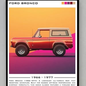 Ford Bronco 1966-1977 Vintage Digital Print – Retro Automotive Wall Art