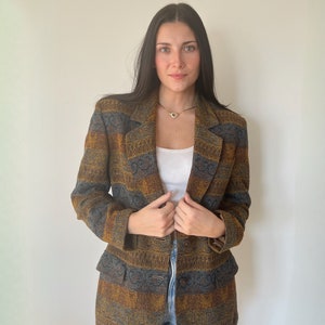 Vintage Jacket MISSONI Donna Blazer Coat Jacket Boho Bohemian Buttoned Knit Tweed 80s 90s Size S/M image 1