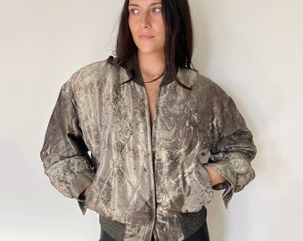 Vintage Jacket | ESCADA Satin Bomber Jacket Coat Blazer Marbled Tie Dye 80’s | Size 42 EU / M