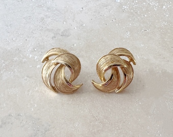 Vintage Earrings | GIVENCHY Statement Earrings Mod Structured Pierced Gold Luxury Designer 80’s 90’s