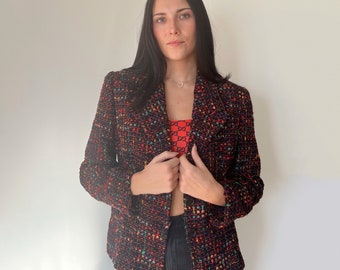 Vintage Jacket | ESCADA Boucle Woven Tweed Blazer Jacket Coat 80’s 90’s | Size S/M